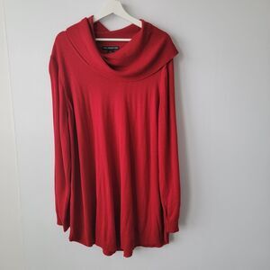 two twenty five red cashmere blend Cowl Neck Long Sleeves Sweater size 3X